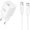 Зарядний пристрій HOCO C146A Charm 1xUSB-C, PD20W, QC3.0 White w/Type-C cable (6942007630269)
