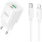 Зарядний пристрій HOCO C147A Charm 1xUSB-A, 1xUSB-C, PD30W, QC3.0 White w/Type-C to Lightning cable (6942007630283)
