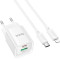 Зарядний пристрій HOCO C147A Charm 1xUSB-A, 1xUSB-C, PD30W, QC3.0 White w/Type-C to Lightning cable (6942007630283)