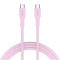 Кабель CANYON OnWire 60CL Type-C to Type-C Color Braided 60W 1м Pink (CND-CCAP60AB10PK)