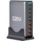 Зарядний пристрій ESSAGER Engine 320W 4xUSB-A, 4xUSB-C GaN Table Charger Black (EZC320W-QJB0G-Z)