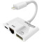 Сетевой адаптер с USB-хабом PROMATE GigaLink-I 3-in-1 High Speed OTG Lightning Hub White