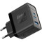 Зарядное устройство PROMATE PowerPort-45 1xUSB-A, 2xUSB-C, QC3.0, PD3.0, 45W GaNFast Black