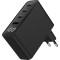 Зарядний пристрій GEMBIRD 1xUSB-A, 3xUSB-C, PD+QC3.0 GaN 100W Black (TA-UC-PDQC100LCD-01-BK)