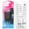 Зарядний пристрій HOCO C134A Solid 1xUSB-A, 12W Black w/Type-C cable (6942007621359)