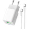 Зарядний пристрій COLORWAY GaN Mini 20W 1xUSB-A, 1xUSB-C Fast Charging White w/Type-C cable (CW-CHS062PDC-WT)