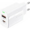 Зарядное устройство FONENG EU66 1xUSB-A, 1xUSB-C PD20W Fast Charger White