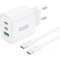 Зарядное устройство FONENG GAN10 1xUSB-A, 2xUSB-C PD65W Fast Charger White w/Type-C cable