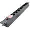Блок розеток PIPO 19", 1U, 8xSchuko, 10А, с выключателем, 1.8м
