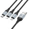 Кабель HOCO X102 Fresh 3-in-1 USB-A to Type-C/Lightning/Micro-USB 1м Black