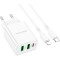 Зарядное устройство BOROFONE BA70A Quick 1xUSB-C, 2xUSB-A, PD20W, QC3.0 18W White w/Type-C to Lightning cable