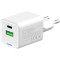 Зарядний пристрій COLORWAY GaN Mini 20W 1xUSB-A, 1xUSB-C Fast Charging White (CW-CHS062PD-WT)