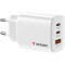Зарядний пристрій VERBATIM Essentials GaN 65W 2xUSB-C, 1xUSB-A, PD3.0, QC3.0 White