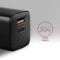 Зарядное устройство AXAGON 1xUSB-A QC4.0, 1xUSB-C PD30W PPS Black