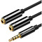 Кабель UGREEN AV141 mini-jack 3.5mm (M) - 2xmini-jack 3.5mm (F) 0.2м Black (30619)