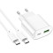 Зарядное устройство HOCO C109A Fighter 1xUSB-A, 1xUSB-C, PD20W, QC3.0 White w/Type-C cable (6942007656733)