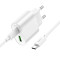 Зарядное устройство HOCO C109A Fighter 1xUSB-A, 1xUSB-C, PD20W, QC3.0 White w/Type-C cable (6942007656733)