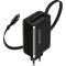 Зарядний пристрій CANYON OnCharge 65RC Build-In Cable USB-C, 1xUSB-A, 1xUSB-C, 65W Black (CNS-CURC65ACB)