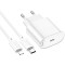 Зарядний пристрій HOCO C109A Fighter 1xUSB-C, PD20W White w/Type-C to Lightning cable (6942007656726)