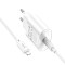 Зарядний пристрій HOCO C109A Fighter 1xUSB-C, PD20W White w/Type-C to Lightning cable (6942007656726)