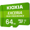 Карта памяти KIOXIA (Toshiba) microSDXC Exceria High Endurance 64GB UHS-I U3 V30 A1 Class 10 (LMHE1G064GG2)