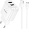 Зарядное устройство HOCO C141A Smart 2xUSB-A,10.5W White w/Type-C cable (6942007627917)