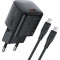 Зарядное устройство ACEFAST A118 Fast Charge Wall Charger GaN PD30W (1xUSB-C) Black w/Type-C cable