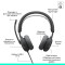 Гарнитура LOGITECH Zone Wired 2 for Business Teams Version Graphite (981-001615)
