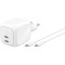 Зарядний пристрій BELKIN Boost Up Charge Pro Dual USB-C GaN Wall Charger 67W White w/Type-C cable (WCH020KQ2MWH-B6)