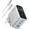 Зарядний пристрій ANKER GaN Charger 100W 1xUSB-A, 2xUSB-C PD with Display and Cable Silver w/Type-C cable (B121BG41)