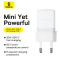 Зарядний пристрій BASEUS Palm Fast Charger 1C 20W EU Moon White w/Type-C to Lightning cable (E0116400)