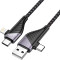 Кабель HOCO U95 4-in-1 USB - Lightning to Micro USB to Type-C 1.2м Black