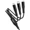 Кабель HOCO X123 Victory 3in1 Type-C to Lightning/Type-C/MicroUSB 1м Black