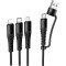 Кабель HOCO X123 Victory 3in1 Type-C to Lightning/Type-C/MicroUSB 1м Black