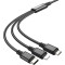 Кабель HOCO X76 3-in-1 Super USB to Lightning+Micro+Type-C 2A 1м Black