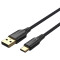 Кабель VENTION USB 2.0 A Male to Type-C Male 3A Cable LED Type 1.5м Black (CTFBG)