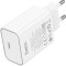 Зарядное устройство HOCO C143A Benefit 1xUSB-C, PD20W White w/Type-C cable (6942007652063)