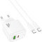 Зарядний пристрій HOCO CS54A Surplus 1xUSB-A, 1xUSB-C, PD20W, QC3.0 White w/Type-C cable (6942007631532)