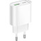Зарядний пристрій HOCO C109A Fighter 1xUSB-A, 1xUSB-C, PD20W, QC3.0 White (6942007656719)