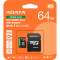 Карта пам'яті ADATA microSDXC Speed Plus 64GB UHS-I U3 V30 A2 Class 10 + SD-adapter (UD64GUI3V30A2SP-RA1)