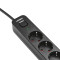 Сетевой фильтр VIDEX Oncord Black, 4 розетки, 1xUSB-C, 1xUSB, 3м (VF-PD43G1QC1PD-B)