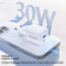 Зарядний пристрій CHOETECH PD5012 30W 1xUSB-C,1xUSB-A PD3.0, QC3.0 GAN Wall Charger White
