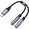 Адаптер VEGGIEG V-K204 2-in-1 AUX & Microphone USB-C to 3.5mm Black/Gray