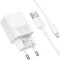Зарядний пристрій BOROFONE BAS71A Source 1xUSB-A, 2.1A White w/Micro-USB cable