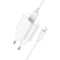 Зарядное устройство HOCO C109A Fighter 1xUSB-A, 2.1A White w/Lightning cable (6942007656597)