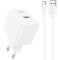 Зарядное устройство HOCO CS11A Ocean 1xUSB-A, 2.1A White w/Type-C cable (6942007603614)