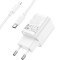 Зарядний пристрій HOCO C149A Charm 1xUSB-A, 1xUSB-C, PD30W, QC3.0 White w/Type-C to Lightning cable (6974464673398)