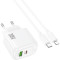 Зарядний пристрій HOCO CS55A Surplus 1xUSB-A, 1xUSB-C, PD30W, QC3.0 White w/Type-C to Lightning cable (6942007631556)