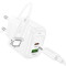 Зарядний пристрій HOCO CS55A Surplus 1xUSB-A, 1xUSB-C, PD30W, QC3.0 White w/Type-C to Lightning cable (6942007631556)