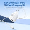 Зарядний пристрій VENTION 1xUSB-C, 1xUSB-A GaN Wall Charger 30W White w/Type-C cable (TZ-FEQW0-EU-01)